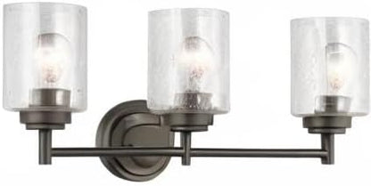 Kichler Winslow 21.5" Vanity Light in Olde Bronze®, 3-Light Transitional Bathroom Light with Clear Seeded Glass. (21.5" W x 9.25" H), 45886OZ