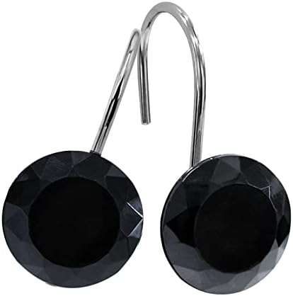 Black Diamond Crystal Bling Shower Curtain Hooks Rings for Bathroom,12PCS