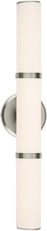 Kichler Rosh 24.25" LED Medium Bath Bar with White Glass in Brushed Nickel, Modern Minimalist, for Vanity, Fireplace, Buffet, Hallway, Vanity Mirror, (24.25" W x 5" H), 55188NILED