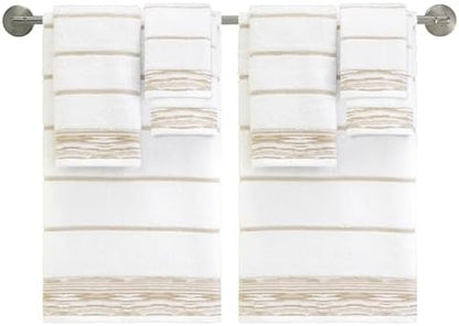 Nicole Miller - Washcloth Set, Heavyweight & Absorbent Jacquard Woven Cotton Towels, Set of 4, Dorm Room Essentials (Sydney Collection)
