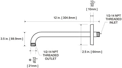 OFFO Shower Arm with Flange, 12 in Oil Rubbed Bronze Wall Mount Replacement Angle Shower Head Arm Wall-Mounted For Fixed Shower Head & Handheld Showerhead