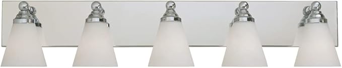 Designers Fountain Hudson 5-Light Bathroom Vanity Light Fixture, Chrome, 6495-CH Silver