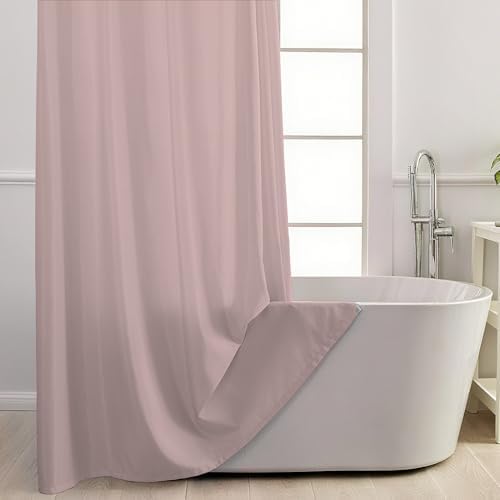 No Hook Shower Curtain and Liner Set for Bathroom, Blush Pink, 71" x 74"
