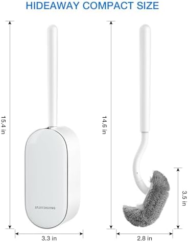 Toilet Bowl Brush and Holder, OSCIOSS Toilet Brush Set with Ergonomic Design, Compact Size, Durable Bristles, RV Toilet Brushes & Holders for Dead Corner Clean (White, 1pack)
