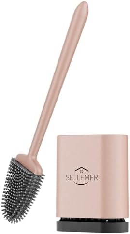 Sellemer Silicone Toilet Brush, Ventilation Slots Holder 1 Pack, Rose Gold