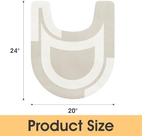 ACCUMTEK Non Slip Bath Mat, Thin Bathroom Rugs Fit Under Door, Quick Dry Bath Mats, Machine Washable Bath Rugs for Bathroom, Bathtub & Kitchen, Light Beige/Bordered/U-Shaped 24"x20"