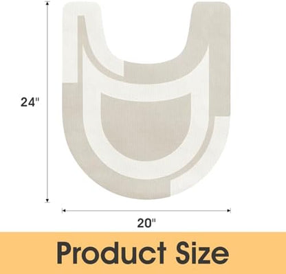 ACCUMTEK Non Slip Bath Mat, Thin Bathroom Rugs Fit Under Door, Quick Dry Bath Mats, Machine Washable Bath Rugs for Bathroom, Bathtub & Kitchen, Light Beige/Bordered/U-Shaped 24"x20"