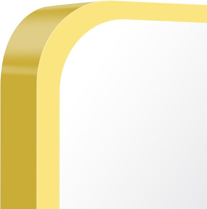 BONEWEI Gold Bathroom Mirror,24x40 inch Wall Mirror for Bathroom Wall Mounted,Round Rectangle Mirror for Bathroom Over Sink,Modern Frame for Home Decor Living Room,Bedroom Entryway,Horizontal/Vertical