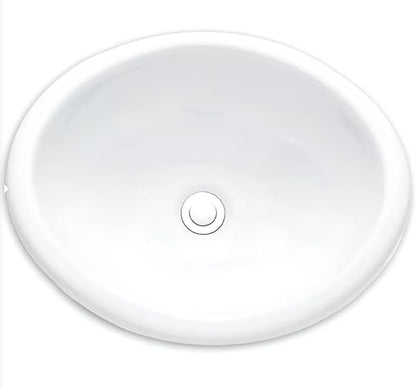 VitreousPro Oval 20"x16" Drop-In Bathroom Sink – White Self-Rimming, Front Overflow, ADA Compliant