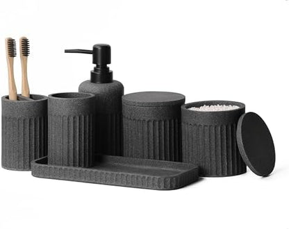 INIUNIK Bathroom Accessory Set, 6 Pieces, Dark Grey