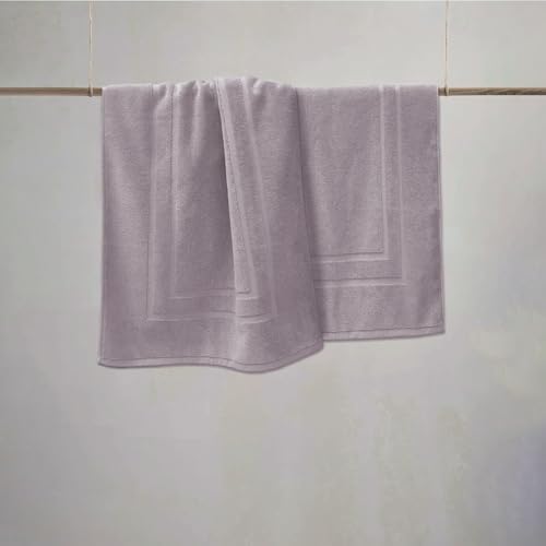 Feather & Stitch 2 Piece Towel Like Bath Mats (30x21 Inch) 100% Cotton Terry Bath Mats, Bathroom Shower Floor Mats [NOT A Bathroom Rug], Soft Absorbent Washable Mats- Taupe