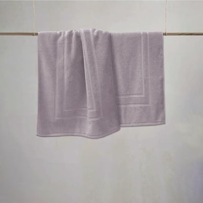 Feather & Stitch 2 Piece Towel Like Bath Mats (30x21 Inch) 100% Cotton Terry Bath Mats, Bathroom Shower Floor Mats [NOT A Bathroom Rug], Soft Absorbent Washable Mats- Taupe