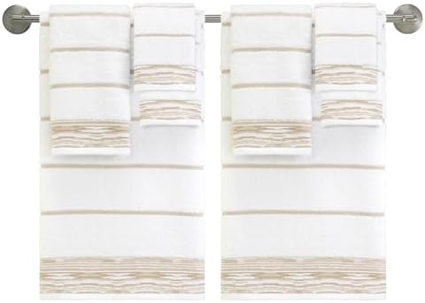 Nicole Miller - Hand Towels, Heavyweight & Absorbent Jacquard Woven Cotton, Set of 2, Dorm Room Essentials (Sydney Collection)