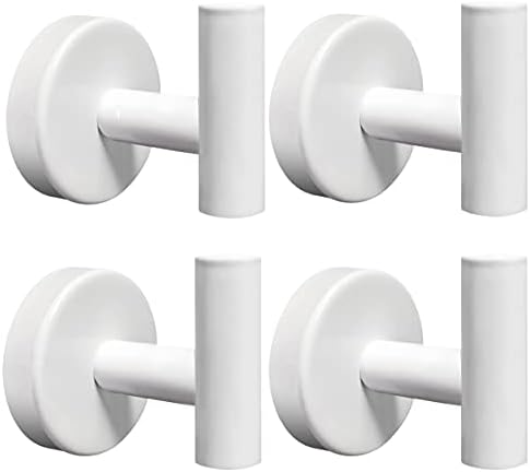 4 Pack Towel Hooks Bathroom Wall Hook Holder Stainless Steel Coat Robe Clothes Hook for Bath Kitchen Hotel Garage（White）