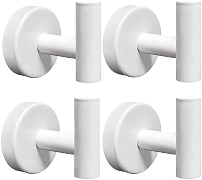 4 Pack Towel Hooks Bathroom Wall Hook Holder Stainless Steel Coat Robe Clothes Hook for Bath Kitchen Hotel Garage（White）