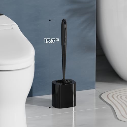 Holaloha Toilet Brush and Holder Set, Space Saving, 2 Pack, Black