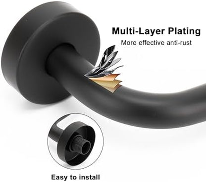 NearMoon S Shaped Shower Head Riser Arm, Shower Extender Arm with Flange, Standard 1/2" Connection- Bathroom Accessory (8 Inch, Matte Black)