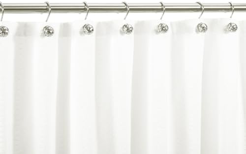 Chictie Nickel Shower Curtain Hooks - Decorative Shower Curtain Rings,Set of 12 Silver Metal Rustproof Shower Hangers for Bathroom Curtains Rods Hollow Ball Design