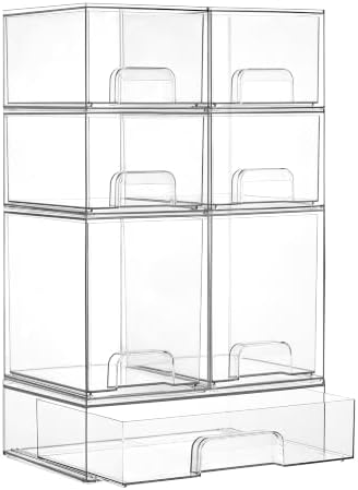 Vtopmart Clear Stackable Storage Drawers Set of 7, Plastic Organizer Bins