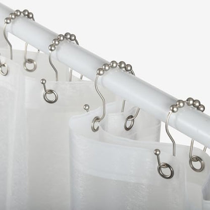 Goowin Shower Curtain Hooks, 12 Pcs Shower Curtain Rings, Stainless Steel Shower Curtain Hangers, Double Hook Shower Curtain Hooks, Smooth Sliding Anti-Drop Shower Rings for Curtain (Matte Nickel)