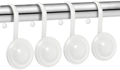 CHICTIE White Shower Curtain Hooks Rings, Decorative Shower Hook for Shower Curtain, Rustproof Modern Shower Rings Hangers for Bathroom Curtains Rods, Set of 12