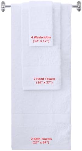 BY LORA 8-Pc Cotton Towel Set, Quick Dry Hotel Bath Hand Washcloths, White
