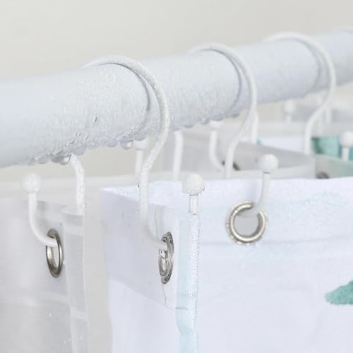 Goowin Shower Curtain Hooks, 12 Pcs Shower Curtain Rings, Stainless Steel Shower Curtain Hangers, Metal Shower Curtain Hooks Rings Rust Proof, Minimalist Shower Hooks for Shower Curtain, White