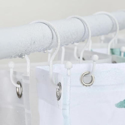 Goowin Shower Curtain Hooks, 12 Pcs Shower Curtain Rings, Stainless Steel Shower Curtain Hangers, Metal Shower Curtain Hooks Rings Rust Proof, Minimalist Shower Hooks for Shower Curtain, White