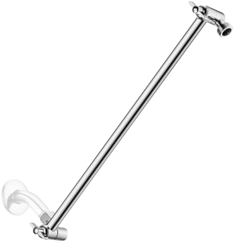 15 Inch Extra Long Adjustable Shower Head Extension Arm With Locking Set Screw, Singing Rain 304 Stainless Steel Chrome Angle Height Adjustable, G1/2 Universal Connector Compatible (Chrome Finish)