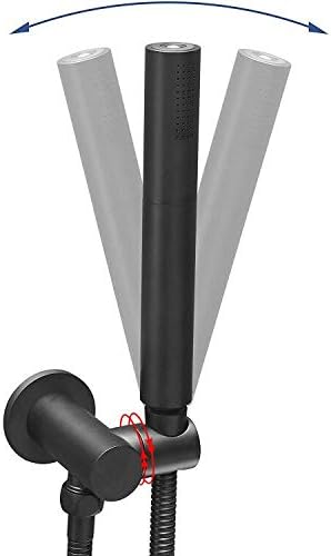 Black Shower Wand Brass Handheld Shower 7 Inch High Pressure Hand Held Shower Head High Flow Sprayer, 2 In 1 Function with 59 inch Hose, Bracket