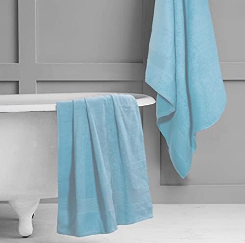Belizzi Home Premium Cotton Oversized 2 Pack Bath Sheet 35x70-100% Pure Cotton - Ideal for Everyday use - Ultra Soft & Highly Absorbent - Machine Washable - Sky Blue