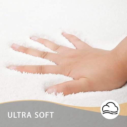 MINIDEAR Bathroom Rugs 60x24 Pure White - Thick Memory Foam Bath Mat, Ultra Soft & Plush Fluffy, Non-Slip, Quick Dry, Absorbent Washable Floor Mat for Tub, Toilet, Home Decor Accessories
