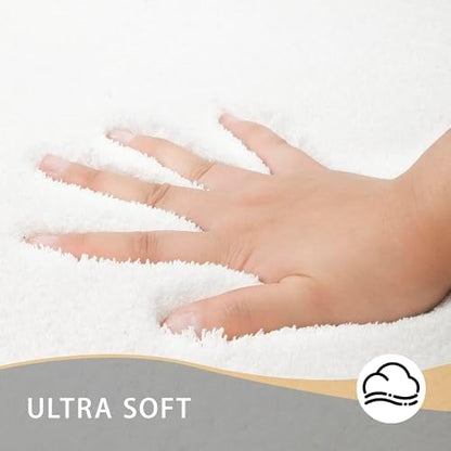MINIDEAR Bathroom Rugs 47x17 Pure White - Thick Memory Foam Bath Mat, Ultra Soft & Plush Fluffy, Non-Slip, Quick Dry, Absorbent Washable Floor Mat for Tub, Toilet, Home Decor Accessories