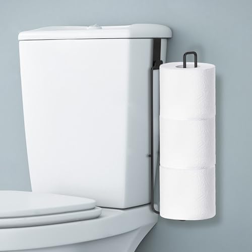 Over The Tank Toilet Paper Storage for 3 Roll Tissue, Toilet Paper Holder Stainless Steel Wall Mount with Storage and Reserve, Black Holder for Bathroom and RV Organization, 1 Pack