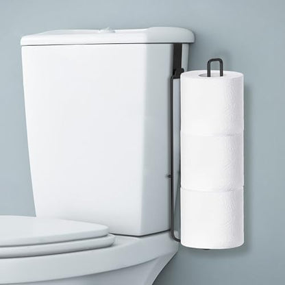 Over The Tank Toilet Paper Storage for 3 Roll Tissue, Toilet Paper Holder Stainless Steel Wall Mount with Storage and Reserve, Black Holder for Bathroom and RV Organization, 1 Pack