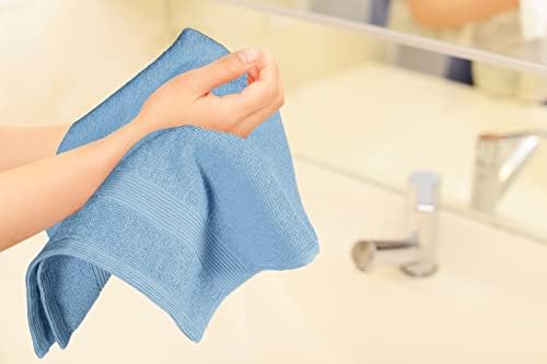 Belizzi Home Ultra Soft 6-Piece Hand Towel Set 16x28-100% Ringspun Cotton - Durable & Highly Absorbent Hand Towels - Ideal for use in Bathroom, Kitchen, Gym, Spa & General Cleaning - Sky Blue