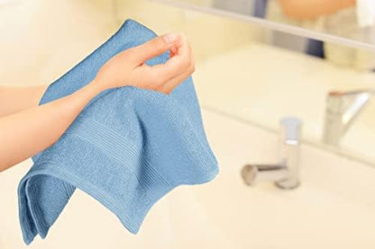 Belizzi Home Ultra Soft 6-Piece Hand Towel Set 16x28-100% Ringspun Cotton - Durable & Highly Absorbent Hand Towels - Ideal for use in Bathroom, Kitchen, Gym, Spa & General Cleaning - Sky Blue
