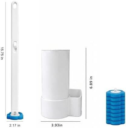 Disposable Toilet Brush Wand Starter Kit with 24 Pre-Loaded Cleaner-Infused Refills, Wall Mounted Toilet Bowl Cleaner System with Holder, Space-Saving Bathroom Cleaning Supplies for Home, RV