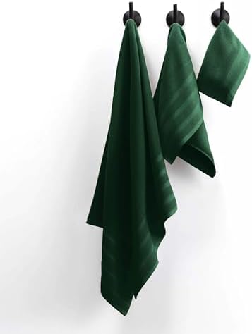 Hearth & Harbor Bath Towels for Bathroom - 100% Ring Spun Cotton Luxury Bathroom Towels - Soft & Highly Absorbent Bath Towels Set, 6 Piece Set, Hunter Green