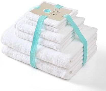 Martha Stewart - Cotton Bath Towel Set, Soft & Absorbent Towels, 6 Pack