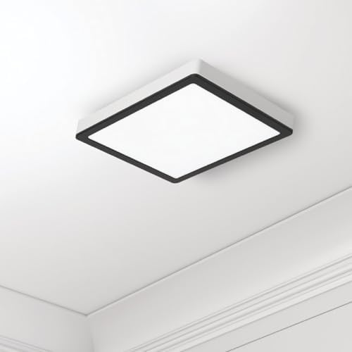 Homewerks 7105-10-MB Bathroom Fan with Light 70-CFM 1.0 Sone Square Ventilation Fan with Dimmable LED Light and Magnetic Trim Ring, Matte Black
