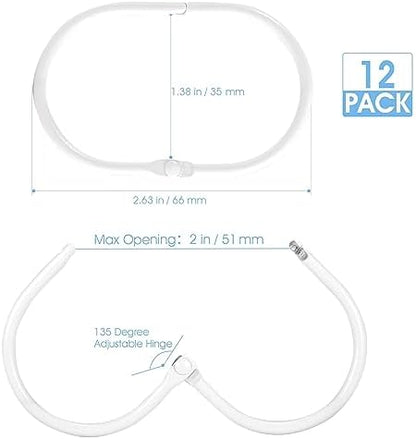 Goowin Shower Curtain Rings, 12 Pcs Shower Curtain Hooks, Oval Snap Shower Rings for Curtain, Metal Shower Curtain Rings Rust Proof, Glide Smoothly Shower Hooks for Shower Curtain Rod (White)