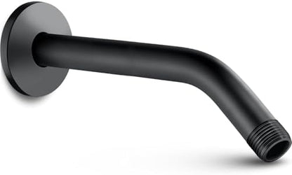 Cobbe Shower Arm with Flange and Teflon Tape, 10-Inches Wall Mounted Shower Pipe Arm Extension for Fixed Shower Head, Matte Black