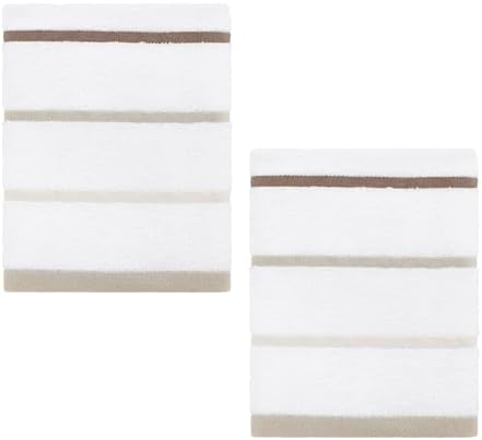 IZOD – Hand Towels, Plush Ringspun Cotton Blend with Striped Design and Dark Hem Finish, Set of 2 (Sandbar Linen)