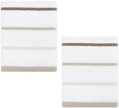 IZOD – Hand Towels, Plush Ringspun Cotton Blend with Striped Design and Dark Hem Finish, Set of 2 (Sandbar Linen)