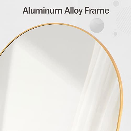 HARRITPURE Arched Bathroom Mirror 24" x 36“ Gold Modern Wall Mirror Aluminum Alloy Frame Decorative Mirrors for Bedroom Living Room Entryway
