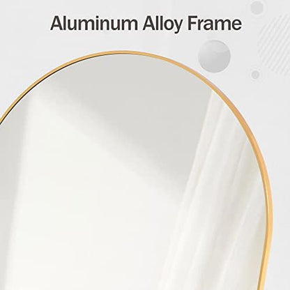 HARRITPURE Arched Bathroom Mirror 24" x 36“ Gold Modern Wall Mirror Aluminum Alloy Frame Decorative Mirrors for Bedroom Living Room Entryway