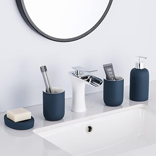 DUFU Blue Bathroom Accessory Set, 4 Pieces, Ceramic