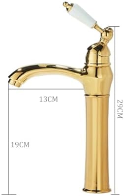 Vintage Brass Bathroom Faucet, Single Handle Mixer Tap, 1 Hole Hot & Cold Water, High-Arc Design, Luxurious Gold Finish, Ideal for Sink & Kitchen.