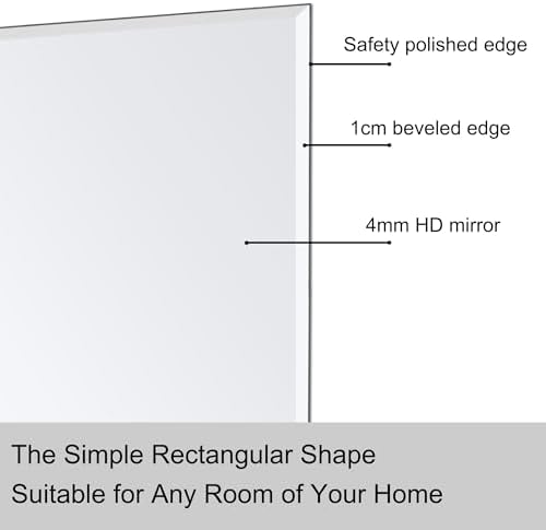 Bathroom Mirror for Over Sink 36x24 Inch Frameless Wall Mirror Beveled Edge